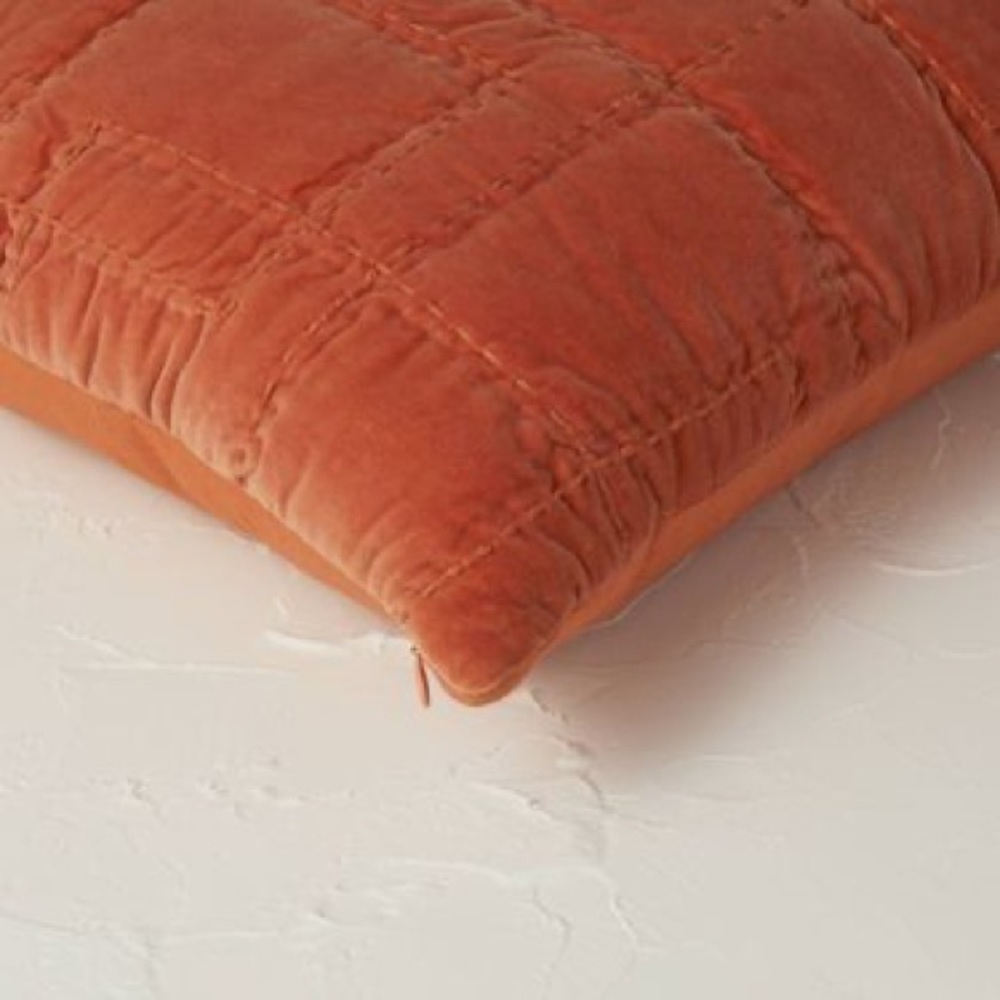 Quilted Cotton Velvet Square Throw Pillow Rust -Opalhouse designed with Jungalow